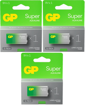 GP bateria alkaliczna SUPER G-TECH 9V BL1x3 /zestaw